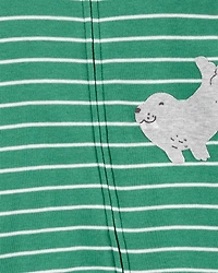 Baby Boy Striped Walrus 2-Way Zip Sleeper Pyjamas
