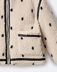 Toddler Girl Polka Dot Sherpa Jacket - Ivory