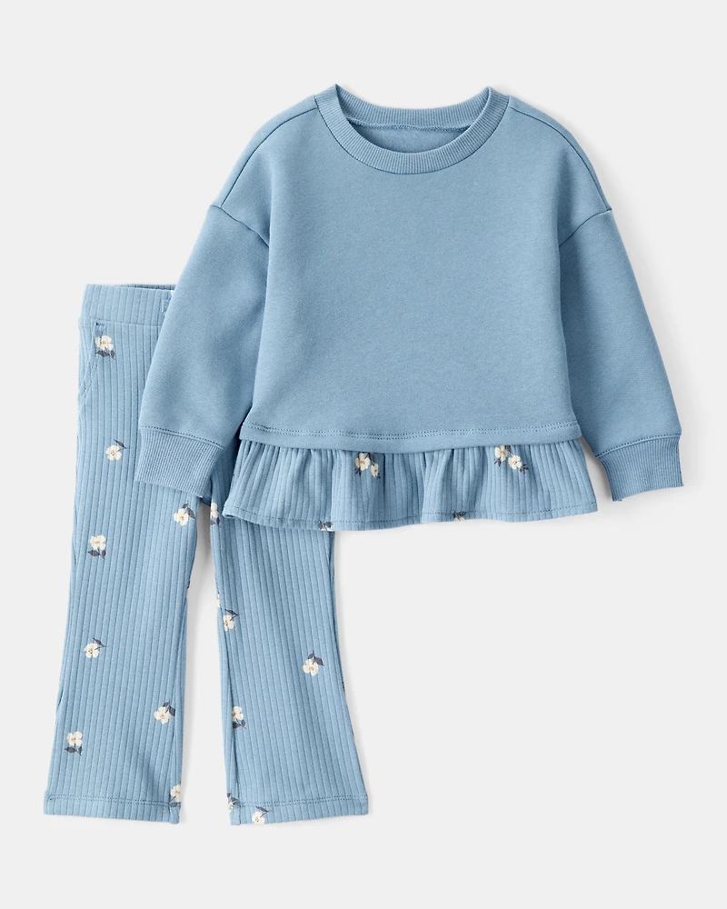 Baby 2-Piece Floral Top & Pant Set - Blue