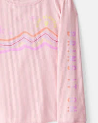 Girls Active Rib Long-Sleeve Top - Pink