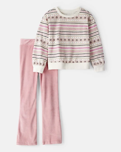 Girls Fairisle Pullover & Flared Pant Set