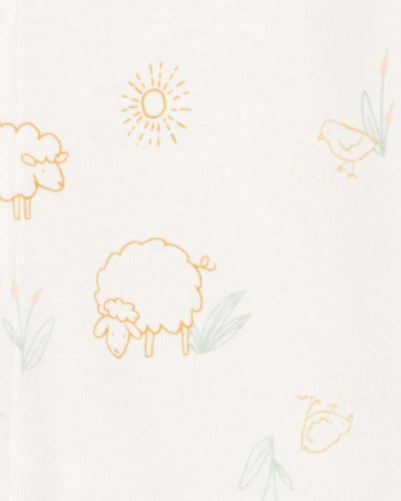 Baby Girl 3-Piece Barnyard Converter Gown & Cap Set - Ivory