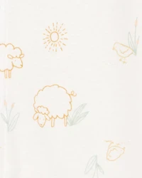 Baby Girl 3-Piece Barnyard Converter Gown & Cap Set - Ivory