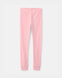 Girls Butterfly Rib Snug Fit 2-Piece Pyjama Set - Pink