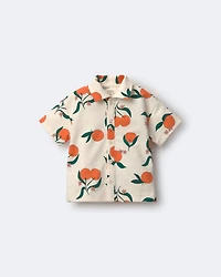 Toddler Boy Button-Down Short-Sleeve Shirt Clementine Grove Print - Cream