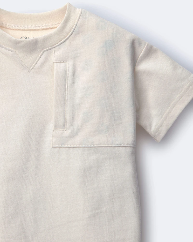 Toddler Boy Fueled By Snacks' Zipper Pocket Tee - Cream
