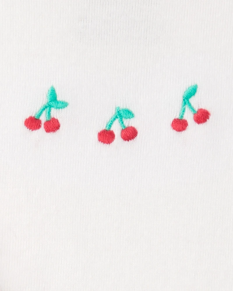 Baby Girl 3-Piece Cherry Quilted Cardigan Outfit Set - Pink