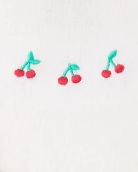 Baby Girl 3-Piece Cherry Quilted Cardigan Outfit Set - Pink