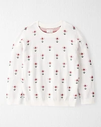 Girls Organic Cotton Sweater Knit Wildflower Maze Print