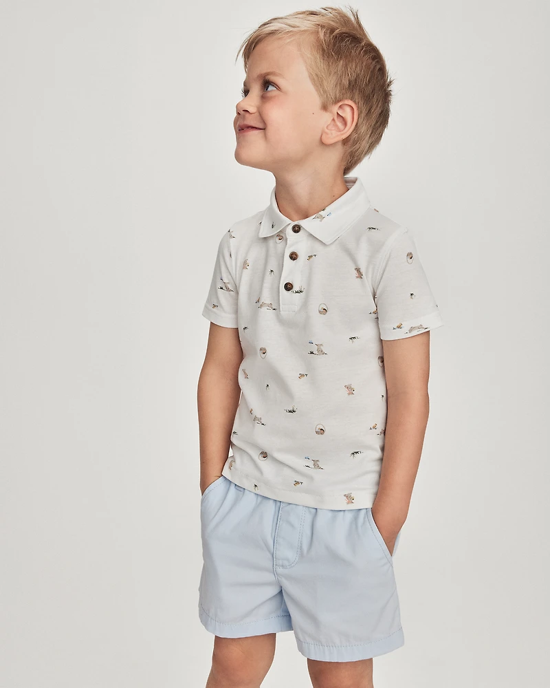 Toddler Boy Easter Bunny Polo Shirt - White