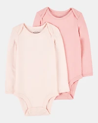 Baby Girl 2-Pack Long-Sleeve PurelySoft Bodysuits