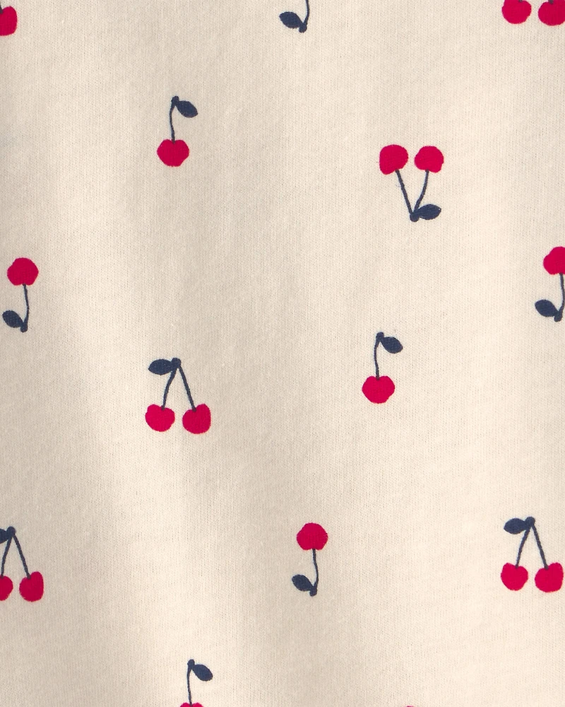 Baby Girl Cherry Ruffle-Sleeve Tank Top - Cream