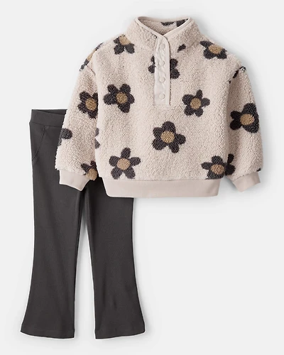 Toddler Girl 2-Piece Floral Fleece Pullover and Pants Set