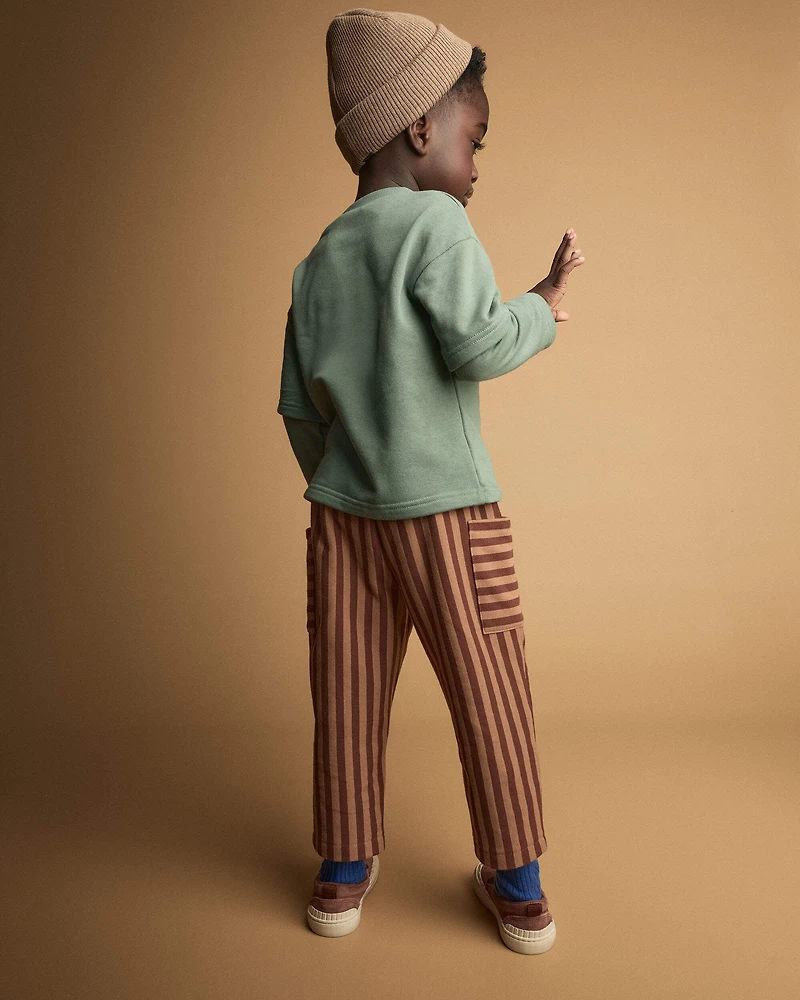 Toddler Boy Striped Pocket Pants - Brown
