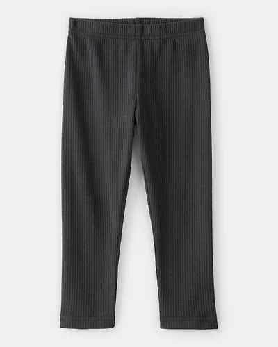 Toddler Girl Pull-On Stretch Rib Leggings - Black
