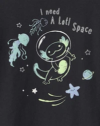 Toddler Boy Axolotl Space Graphic Tee - Black