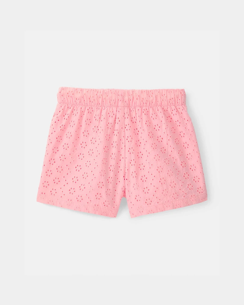 Girls Eyelet Shorts - Pink