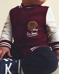 Baby Boy 3-Piece 'Go Team' Football French Terry Layering Set - Maroon