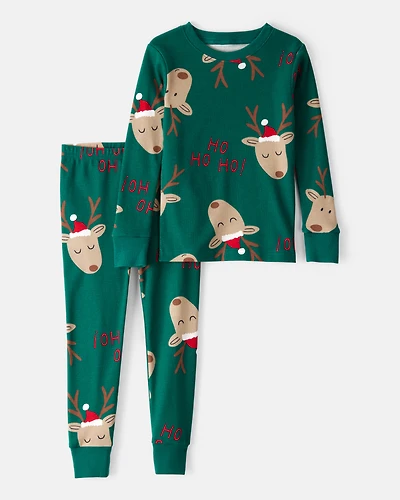 Baby Reindeer Snug Fit 2-Piece Pajamas - Green