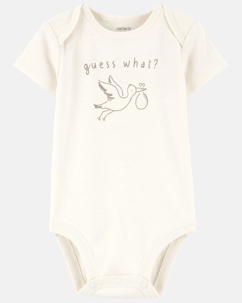 Baby Pregnancy Announcement Cotton Short-Sleeve Graphic Bodysuit - White