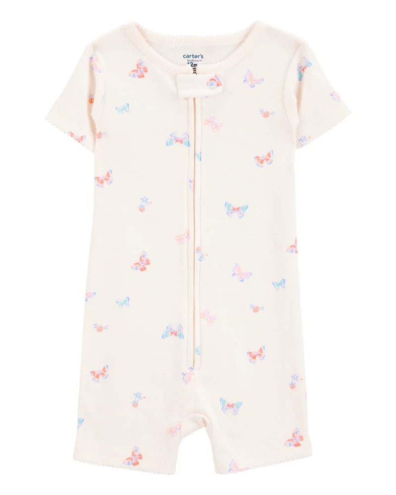Toddler 1-Piece Butterfly 100% Snug Fit Cotton Romper PJs