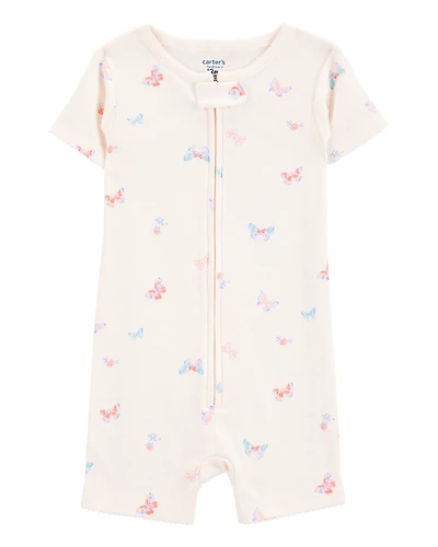 Toddler 1-Piece Butterfly 100% Snug Fit Cotton Romper PJs