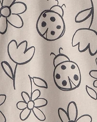 Toddler Girl Ladybug Floral Top - Brown