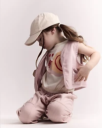Toddler Girl Cropped Vest with Otter Pockets - Rose