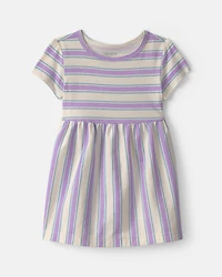 Baby Girl Striped Short-Sleeve Dress - Blue