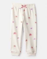 Toddler Girl DayDream Fleece Candy Heart French Terry Pullover & Pant Set - Cream