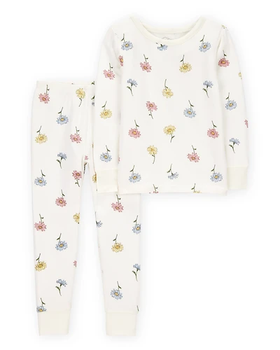 Toddler Girl Floral Print PurelySoft 2-Piece Pyjamas - Ivory