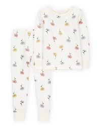 Toddler Girl Floral Print PurelySoft 2-Piece Pyjamas - Ivory