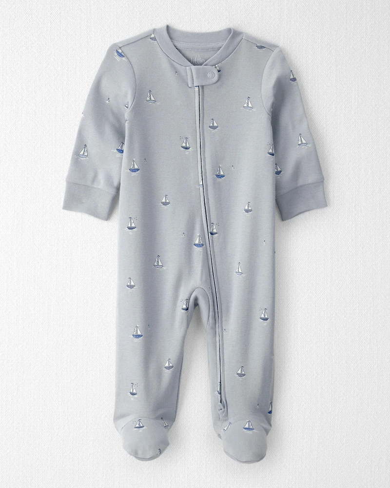 Baby Organic Cotton Sleep & Play Pyjama Sail Away Print