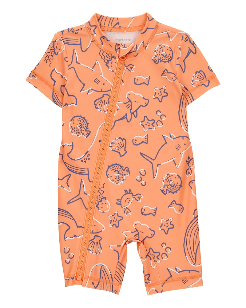 Baby Boy 1-Piece Whale Print Rashguard