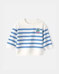 Baby Boy Striped French Terry Pullover Sweatshirt - Blue/White