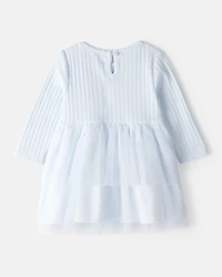 Baby Girl Tulle Long-Sleeve Dress - Blue