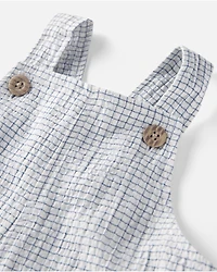 Baby Girl Organic Cotton Checkered-Print Shortalls