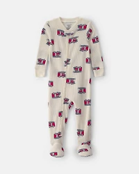 Toddler Boy 1-Piece Firetrucks Thermal Snug Fit Pyjama - Cream