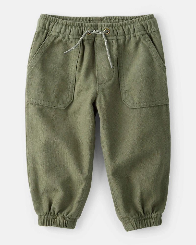 Baby Boy Herringbone Woven Pull-On Jogger - Green