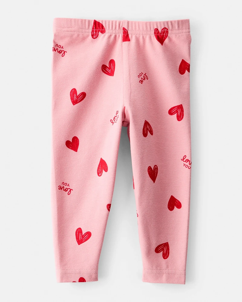 Baby Girl Heart Pull-On Stretch Leggings - Pink