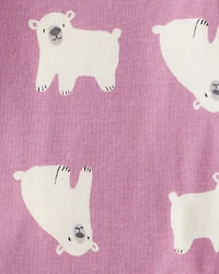 Baby Girl 4-Pack Polar Bear Print Cotton Long-Sleeve Multipack Bodysuits - White/Purple/Blue