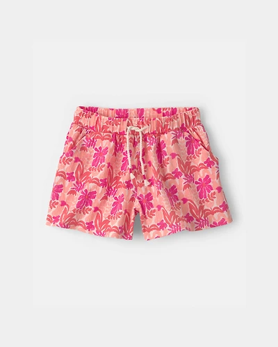 Girls Tropical Floral Gauze Shorts - Pink