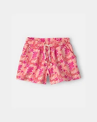 Girls Tropical Floral Gauze Shorts - Pink