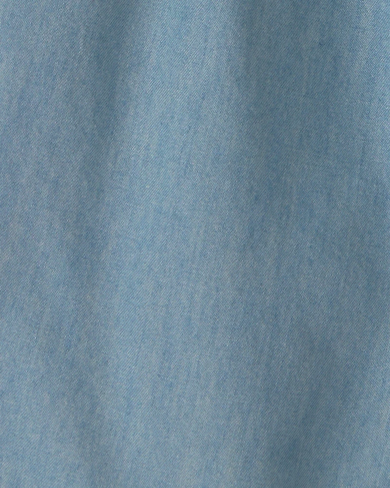 Baby Girl Chambray Sleeveless Romper - Blue