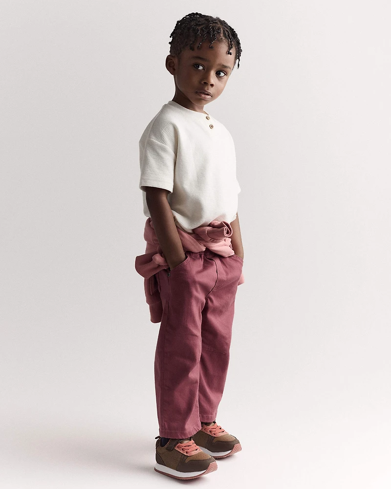 Toddler Boy Short-Sleeve Pocket Henley Tee - Cream