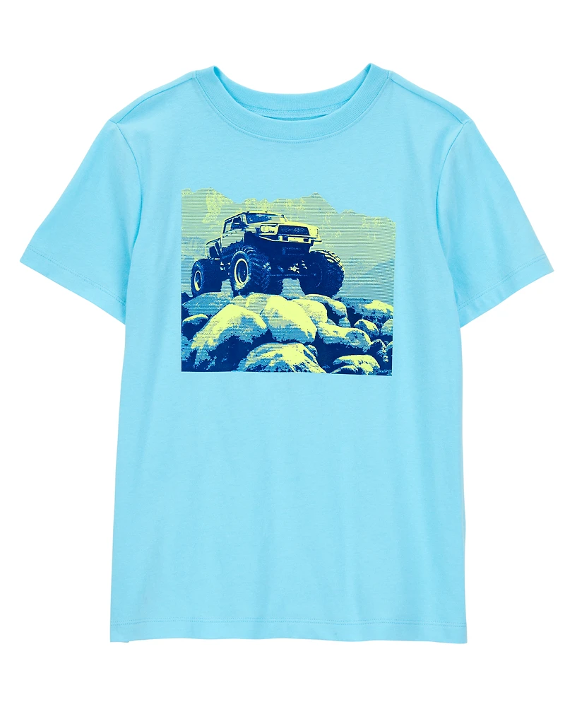 Boys Monster Truck Short-Sleeve Graphic Tee - Turquoise