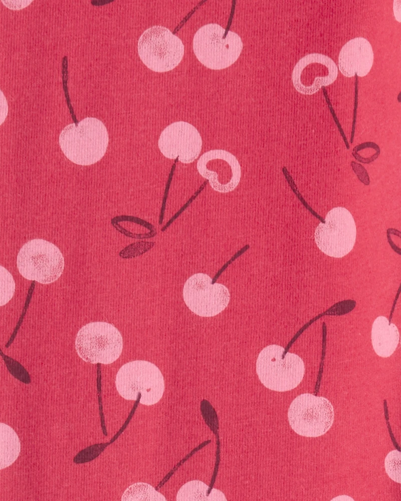 Girls Cherry Pull-On Stretch Leggings - Pink