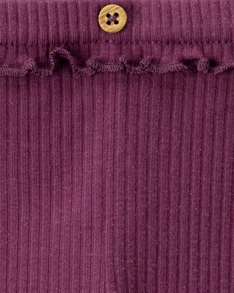 Baby Girl 2-Pack Ruffle Waist Rib Pants - Purple