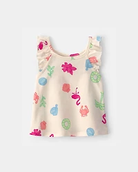 Baby Girl Beach Ruffle-Sleeve Tank Top