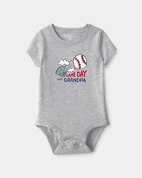 Baby 'Gameday With Grandpa' Graphic Bodysuit - Grey